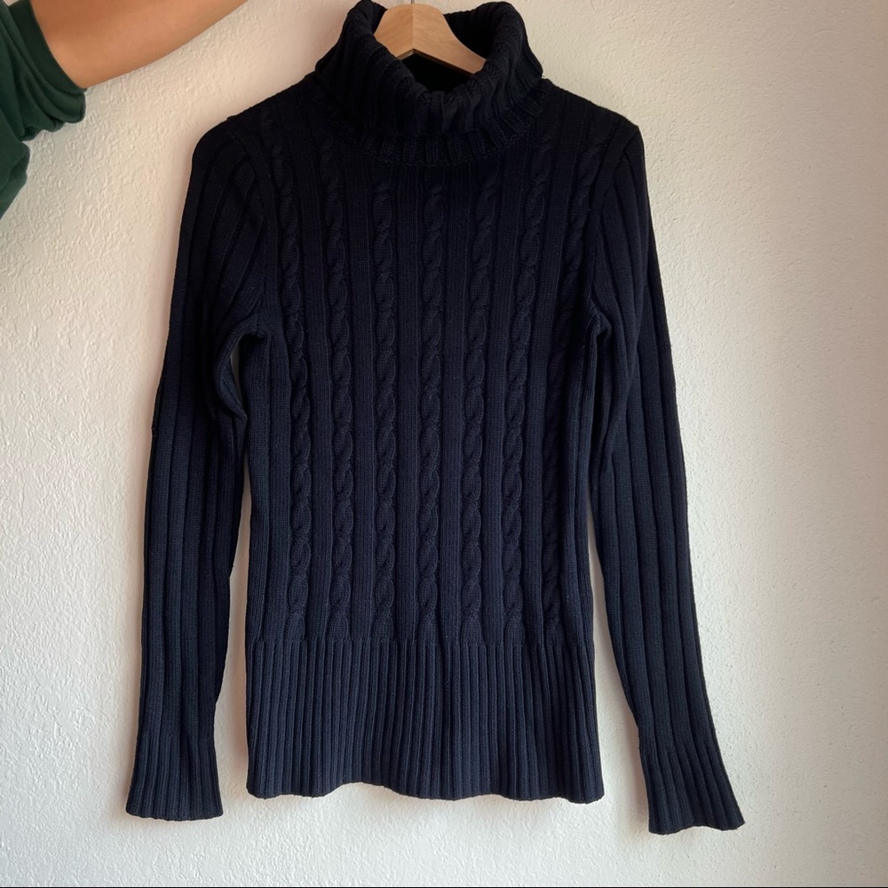 J. Crew Navy Wool Cable Sweater size Small